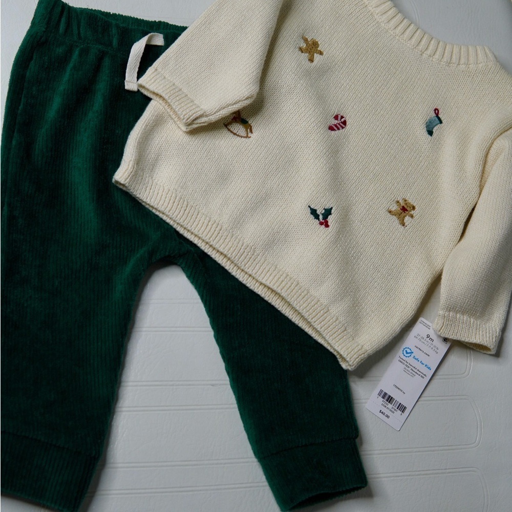 Carter's Cream and Green Kids Matching Set